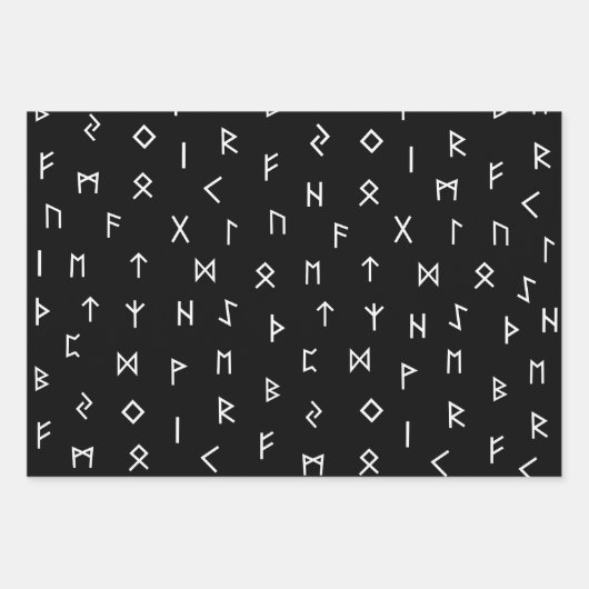 Viking Runes op rode, zwarte, witte achtergrond Inpakpapier Vel (Voorkant)