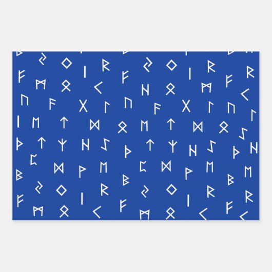 Viking Runes patroon op rode, blauwe, witte achter Inpakpapier Vel (Voorkant 2)