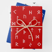 Viking Runes patroon op rode, blauwe, witte achter Inpakpapier Vel (In situ)