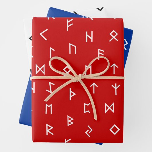 Viking Runes patroon op rode, blauwe, witte achter Inpakpapier Vel (In situ)