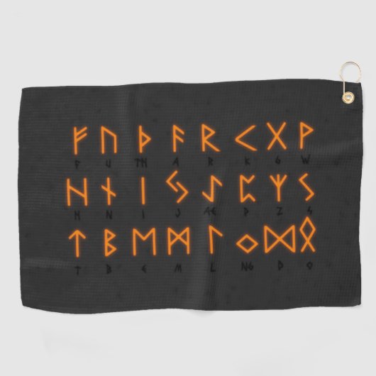 Viking Runic Alphabet Golfhanddoek (Horizontaal)