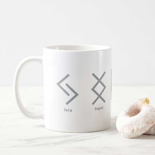 Viking runt Norse Mythology Grey Geometric Koffiemok (Met donut)