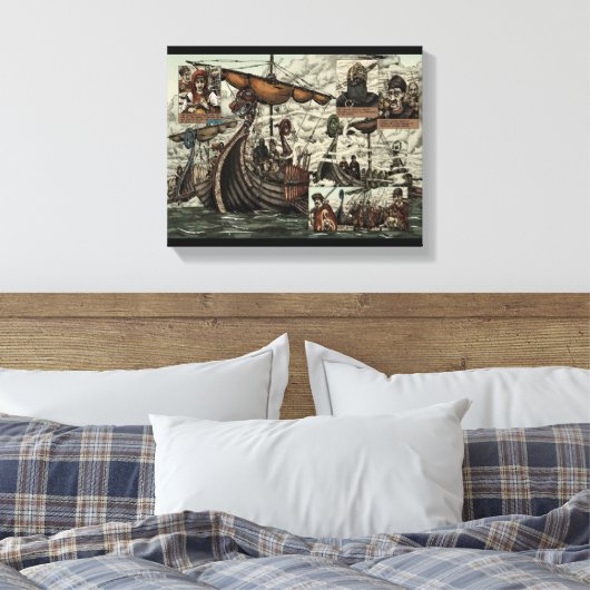 Viking schepen canvas afdruk (Insitu (Slaapkamer))