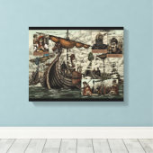 Viking schepen canvas afdruk (Insitu (Houten vloer))