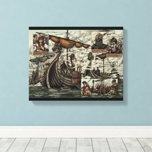Viking schepen canvas afdruk (Insitu (Houten vloer))