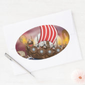 Viking schepen invasie vloot ovale sticker (Envelop)