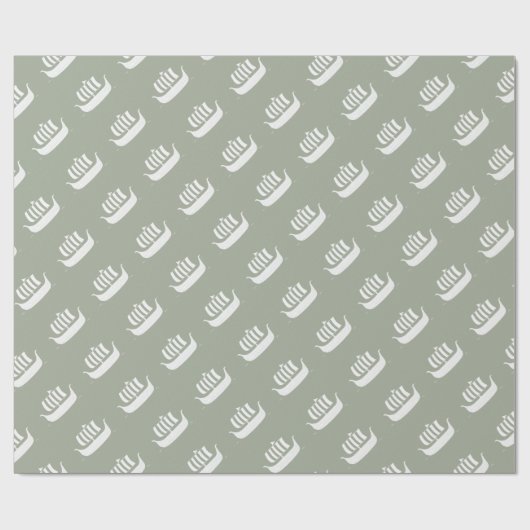 Viking schepen met aangepaste achtergrondkleur cadeaupapier (Vlak)
