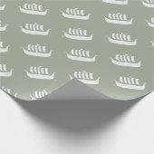 Viking schepen met aangepaste achtergrondkleur cadeaupapier (Hoek)