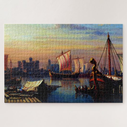 Viking-schepen op de rivier de Theems Everhardus K Legpuzzel (Horizontaal)