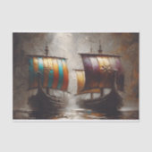 Viking schepen zeilen decoupage tissuepapier (Voorkant)