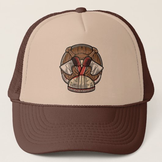 Viking Schild Cartoon Logo Trucker Pet (Voorkant)
