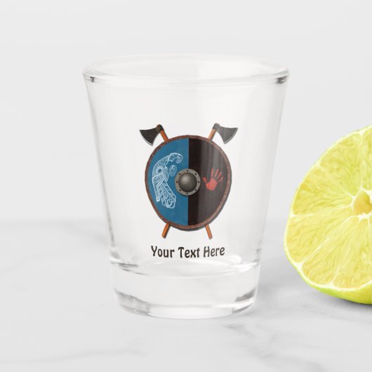 Viking Schild en Bijlen Shot Glas (Voorkant)
