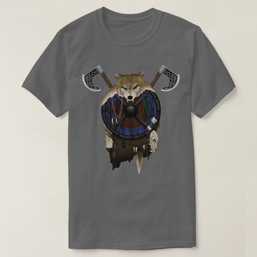 Viking-schild met wolvenbont t-shirt (Design voorkant)