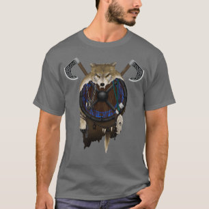 Viking-schild met wolvenbont t-shirt
