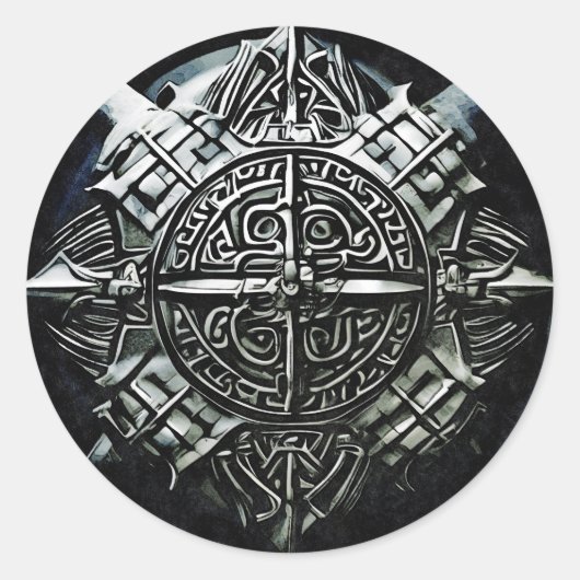 Viking schildert de eerste verdedigingslinie ronde sticker (Voorkant)