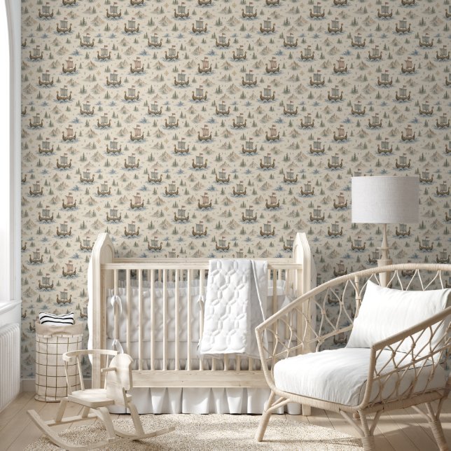 Viking Schip Babykamer Behang (Kinderen)