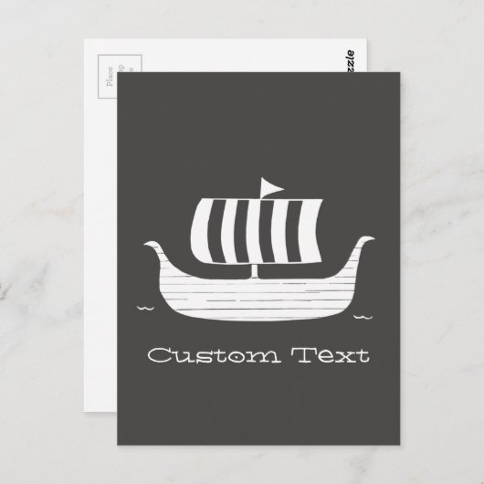 Viking schip/beugboot met aangepaste achtergrondkl briefkaart (Voorkant / Achterkant)