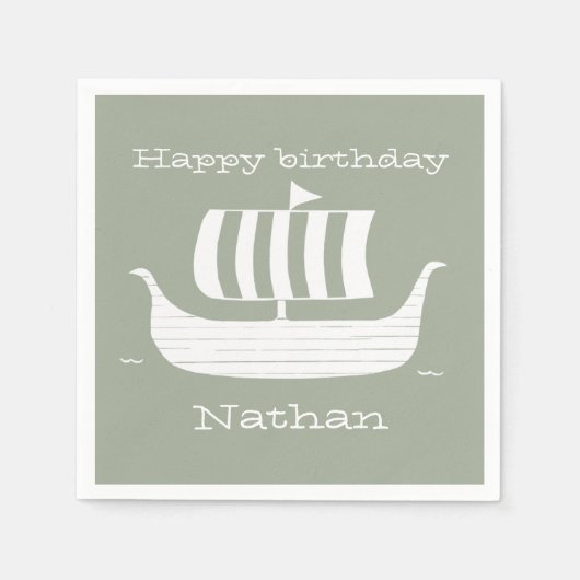 Viking schip/beugboot met aangepaste achtergrondkl servet (Voorkant)