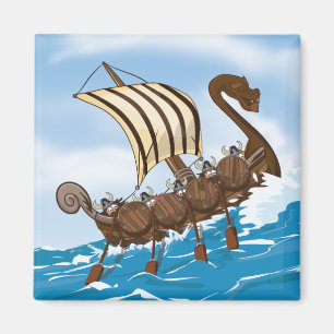 Viking Schip Cartoon Magneet