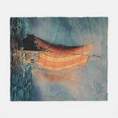 Viking schip dat op Zee/Oceaan vaart in mist, lang Fleece Deken (Voorkant (Horizontaal))