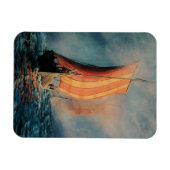 Viking schip dat op Zee/Oceaan vaart in mist, lang Magneet (Horizontaal)