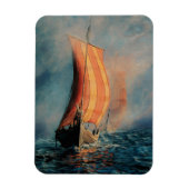 Viking schip dat op Zee/Oceaan vaart in mist, lang Magneet (Verticaal)