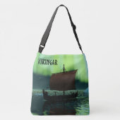 Viking-schip en Noorderlicht Crossbody Tas (Achterkant)