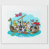 Viking schip gevuld met Corgis Cadeaupapier (Vlak)