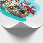 Viking schip gevuld met Corgis Cadeaupapier (Hoek)