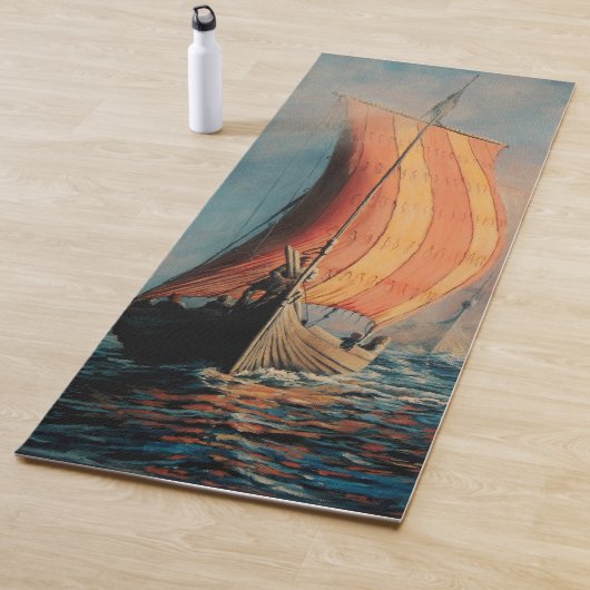 Viking schip/lange boot op zee yogamat (In situ)