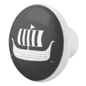 Viking schip/longboot met aangepaste achtergrondkl keramische knop (Rechts)