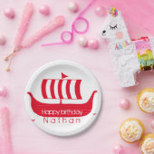 Viking schip/longboot met aangepaste kleur papieren bordje (Feest)