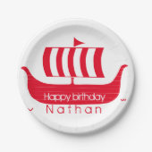 Viking schip/longboot met aangepaste kleur papieren bordje (Voorkant)