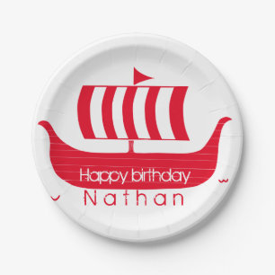 Viking schip/longboot met aangepaste kleur papieren bordje