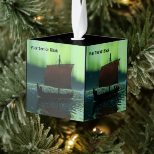 Viking schip onder het noorderlicht decoratie