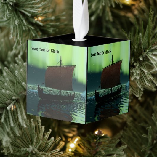 Viking schip onder het noorderlicht decoratie (Boom)