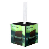Viking schip onder het noorderlicht decoratie (Voorkant hoekig)
