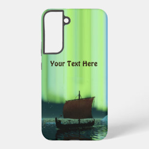 Viking-schip onder het noorderlicht samsung galaxy hoesje