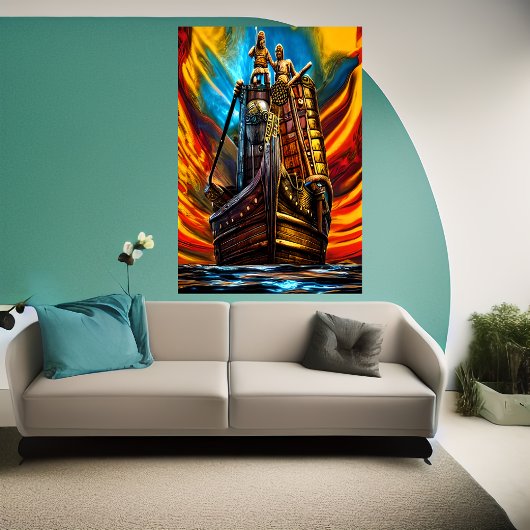 Viking schip op het zee | AI Art Poster