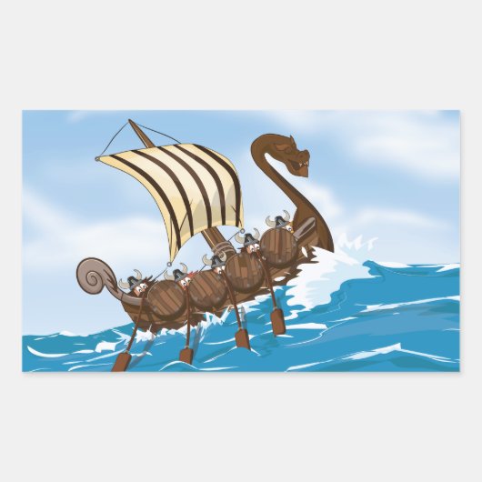 Viking-schip Rechthoekige Sticker (Voorkant)