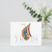 Viking schip reflecteert op mysterieus water briefkaart (Staand voorkant)