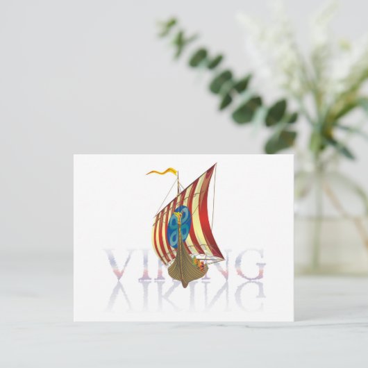 Viking schip reflecteert op mysterieus water briefkaart (Staand voorkant)