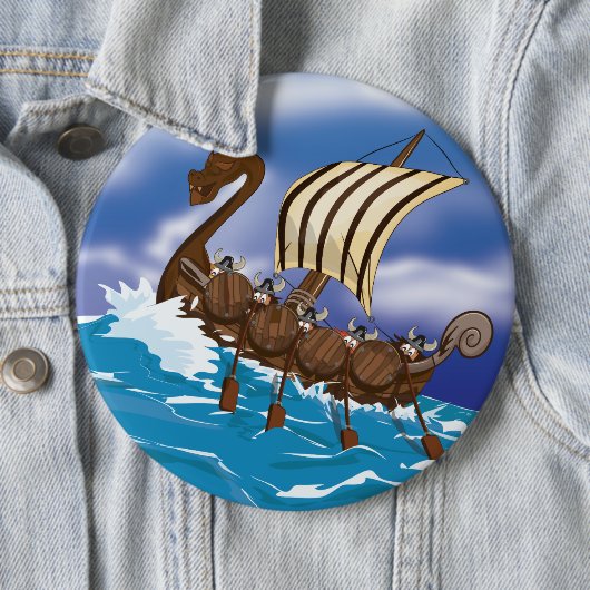 Viking schip ronde button 6,0 cm (In situ)