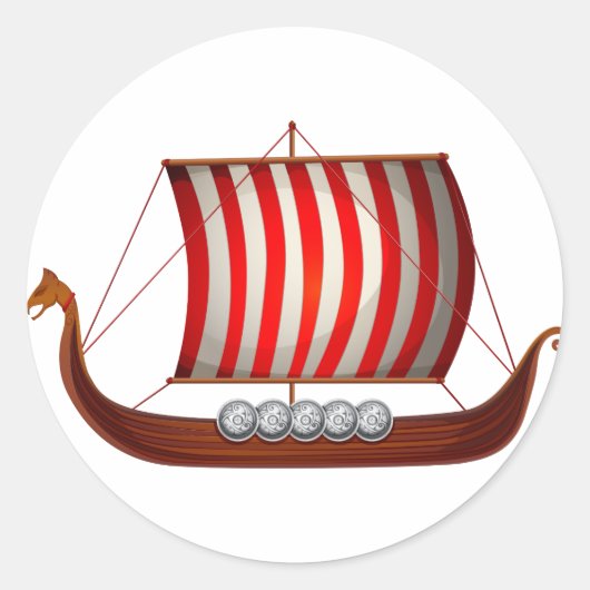 Viking-schip Ronde Sticker (Voorkant)