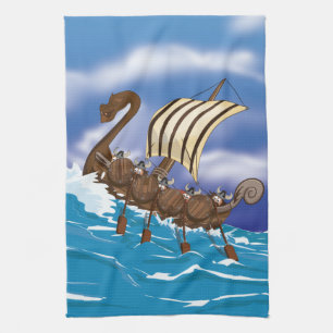 Viking schip theedoek