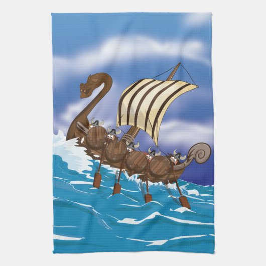 Viking schip theedoek (Verticaal)