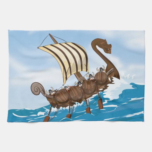 Viking schip theedoek (Horizontaal)