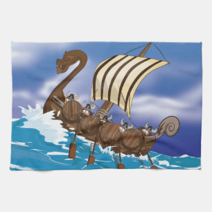 Viking schip theedoek