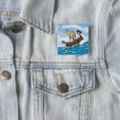 Viking schip vierkante button 5,1 cm (In situ)
