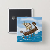 Viking schip vierkante button 5,1 cm (Voorkant /achterkant)